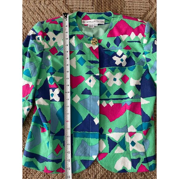 Vintage Anne Crimmins for Umi Collections 1980s Abstract Print Blazer SZ 10 - Picture 8 of 9